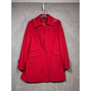 Ellen Tracy Women's Long Blazer Jacket Coat Zipper Closure Size 8 Red